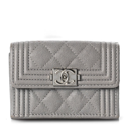 Chanel Caviar Quilted Small Boy Flap Wallet Grey 1 of 11