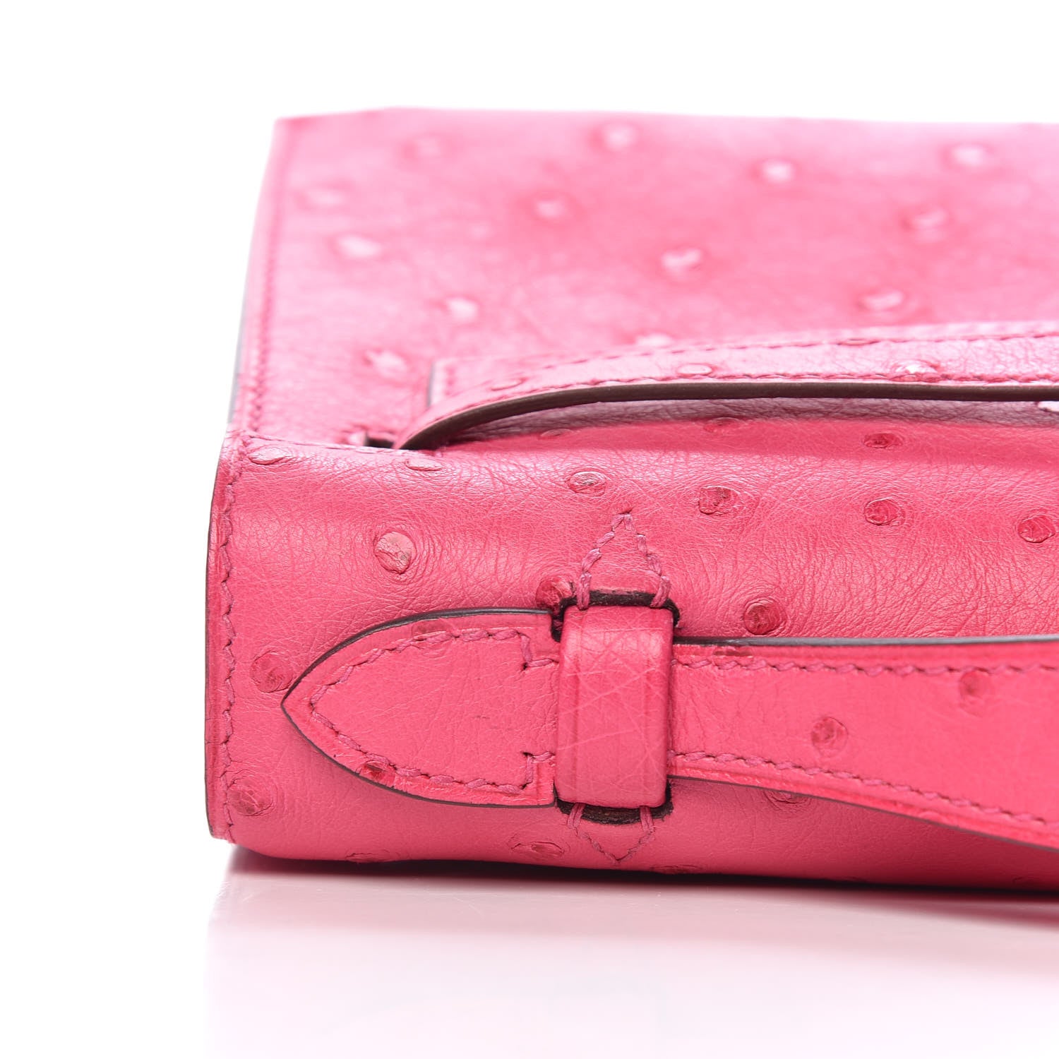 Hermes Ostrich Kelly Pochette Clutch Rose Tyrien 15 of 29