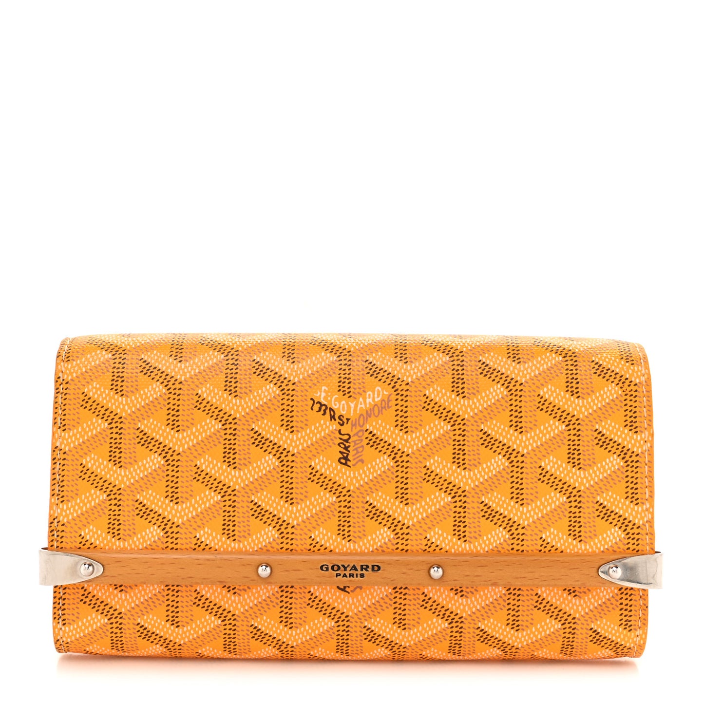 Goyardine Monte Carlo Bois Clutch With Strap Yellow