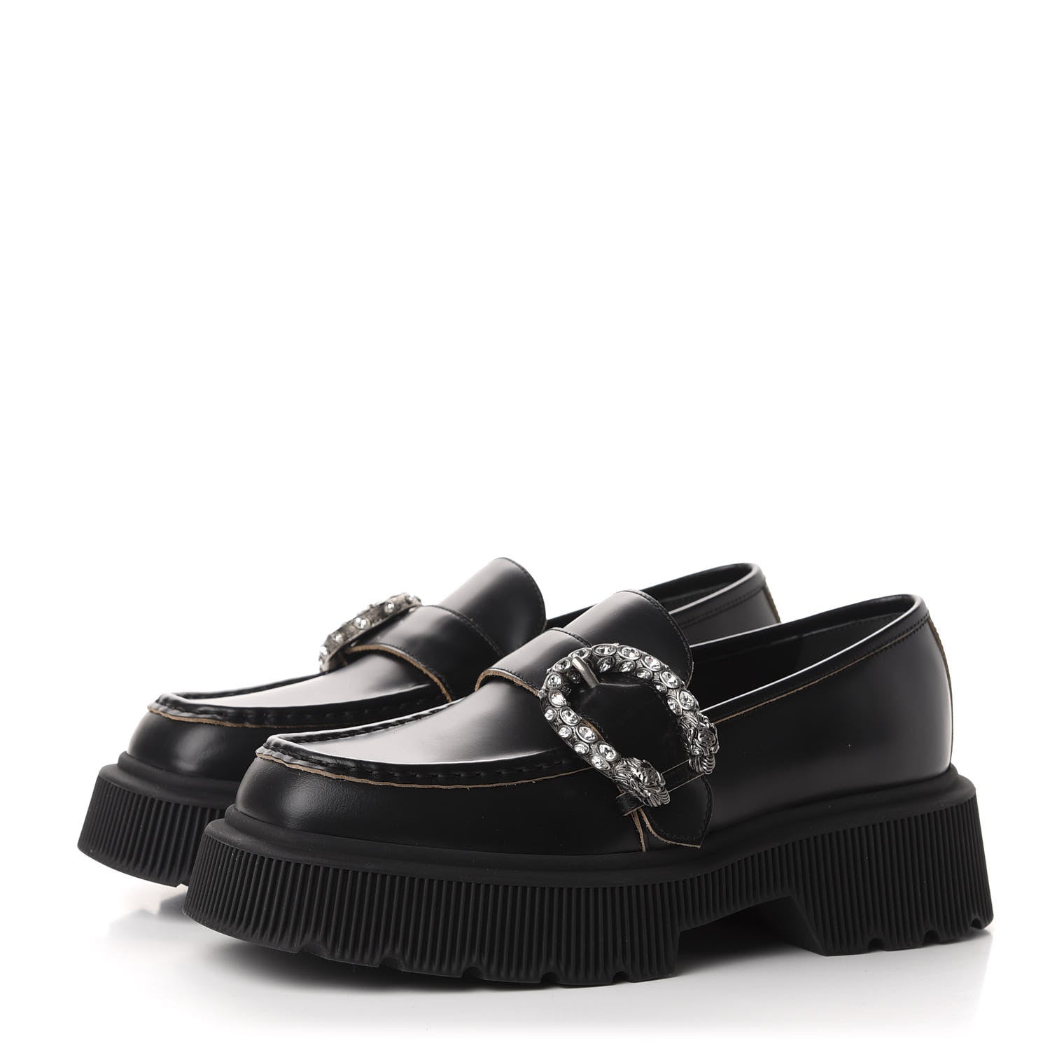 Gucci Cordovan Lux Dionysus Hunder Loafers 38 Black 658786