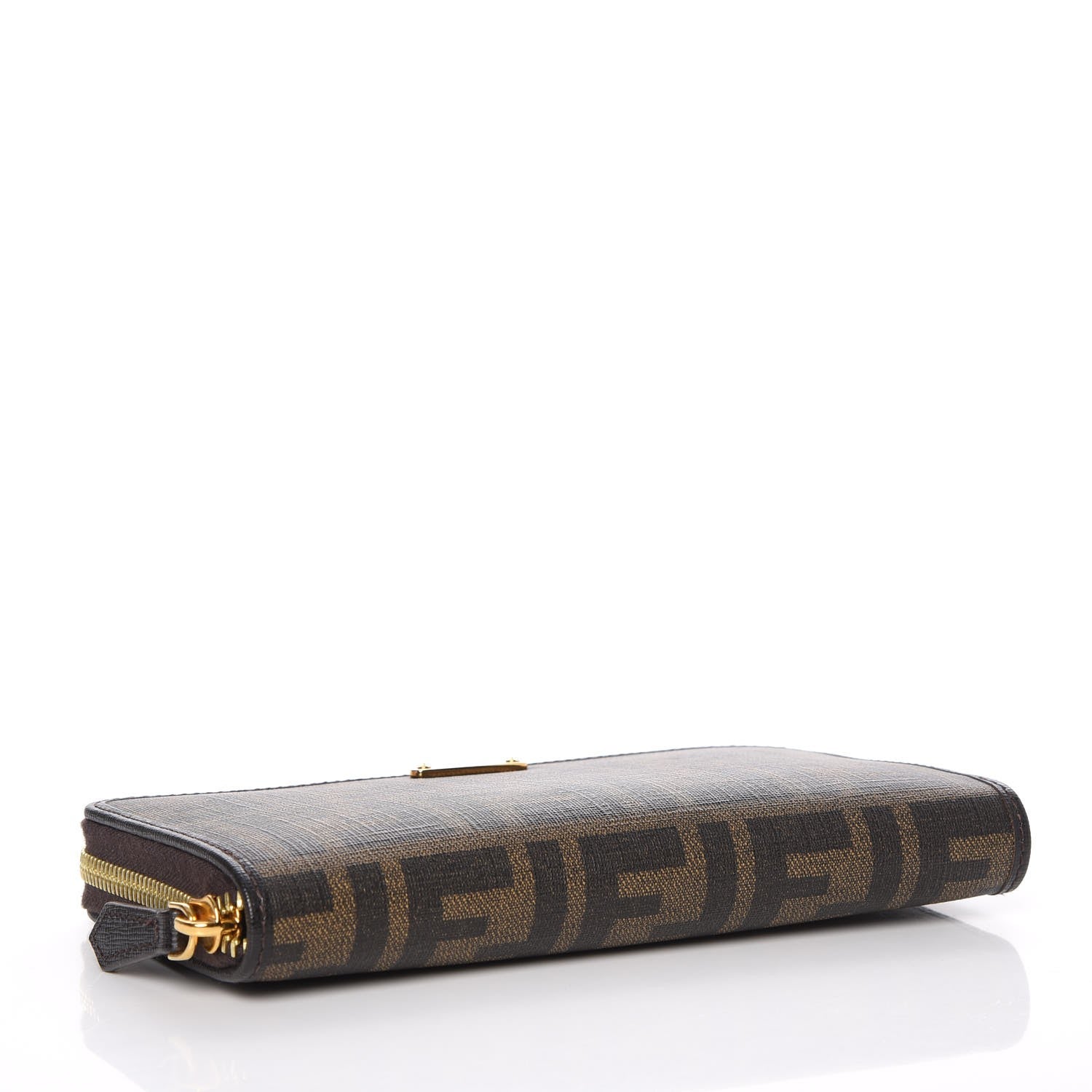 Fendi Zucca Spalmati Vitello Elite Zip Around Wallet Tobacco Ebano 4 of 7
