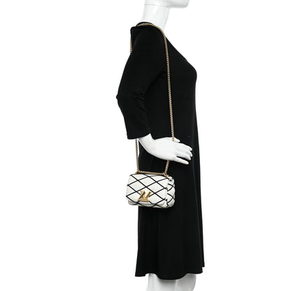Louis Vuitton Lambskin Malletage Pico GO-14 White Black 2 of 12