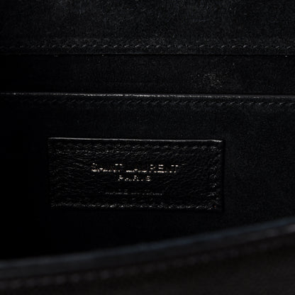 Saint Laurent Metallic Grain De Poudre Medium Classic Monogram Kate Satchel Dark Lead 5 of 8