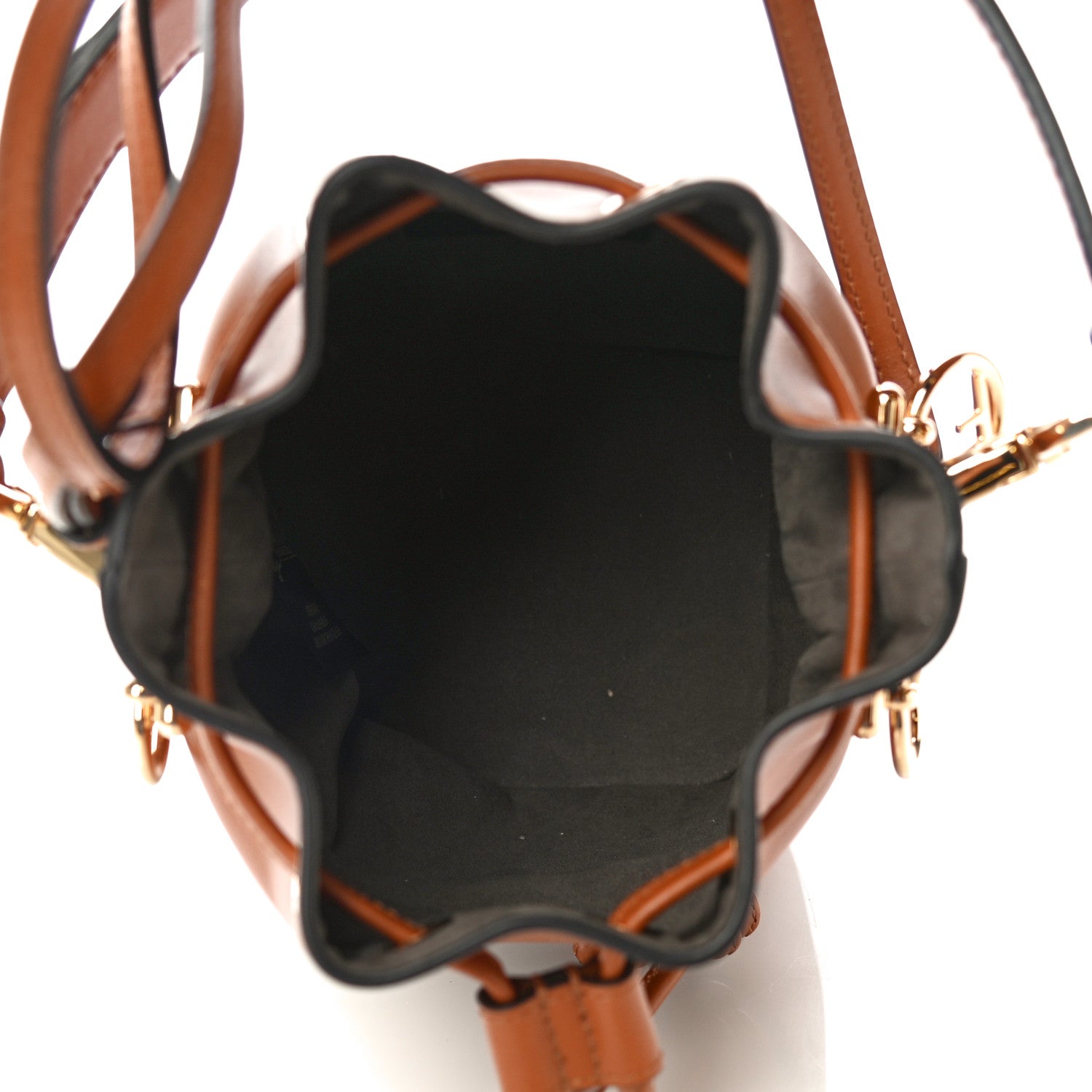 Fendi Vitello King F is Fendi Logo Embossed Mini Mon Tresor Bucket Bag Cuoio 5 of 10