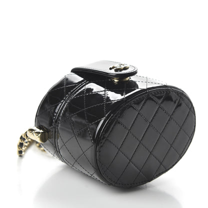 Chanel Patent Quilted Round Mini Vanity With Chain Black 4 of 11