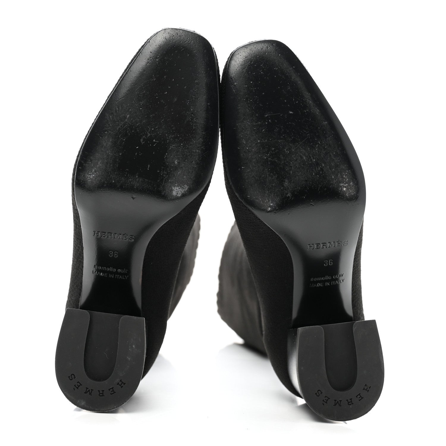 Hermes Knit Calfskin Fontaine 60 Boots 36 Black 5 of 7