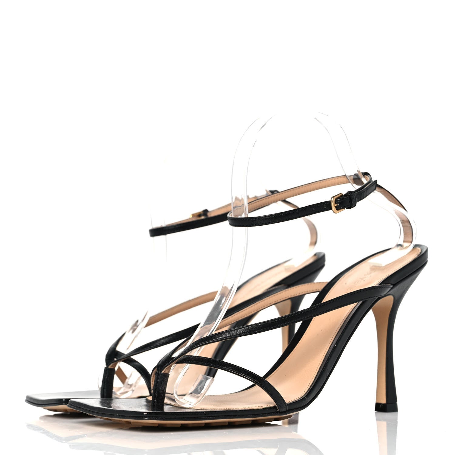 Bottega Veneta Lambskin Stretch Multi Strap 90mm Sandals 41.5 Black 3 of 7