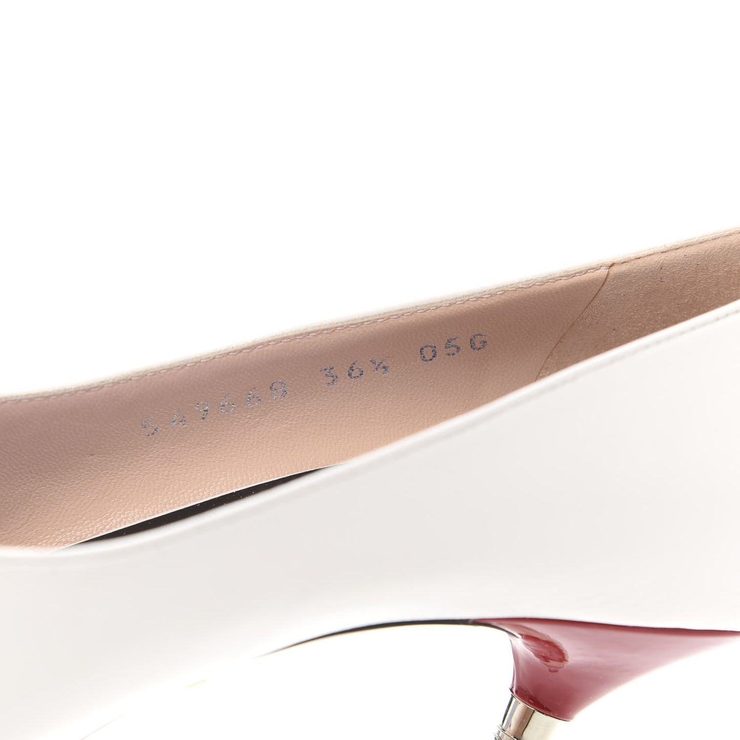 Calfskin GG Bow Sadie Spike Mid Heel Pumps 36.5 White