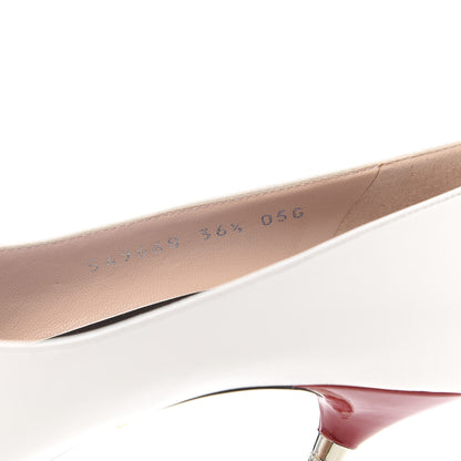 Gucci Calfskin GG Bow Sadie Spike Mid Heel Pumps 36.5 White 9 of 10