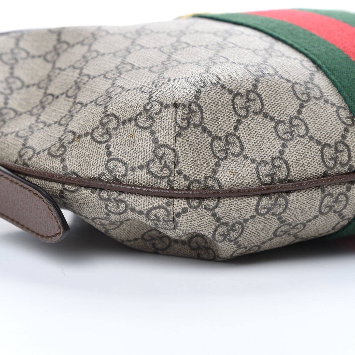 GG Supreme Monogram Web Small Ophidia Half Moon Hobo Brown