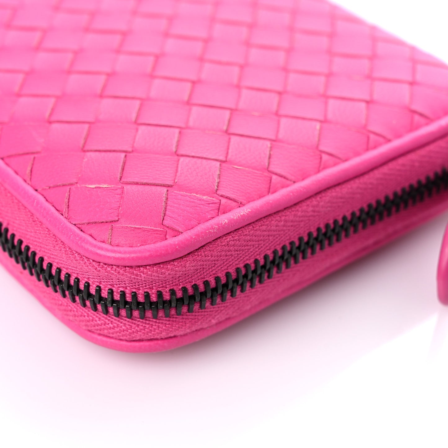 Nappa Intrecciato Zip Around Wallet Pink