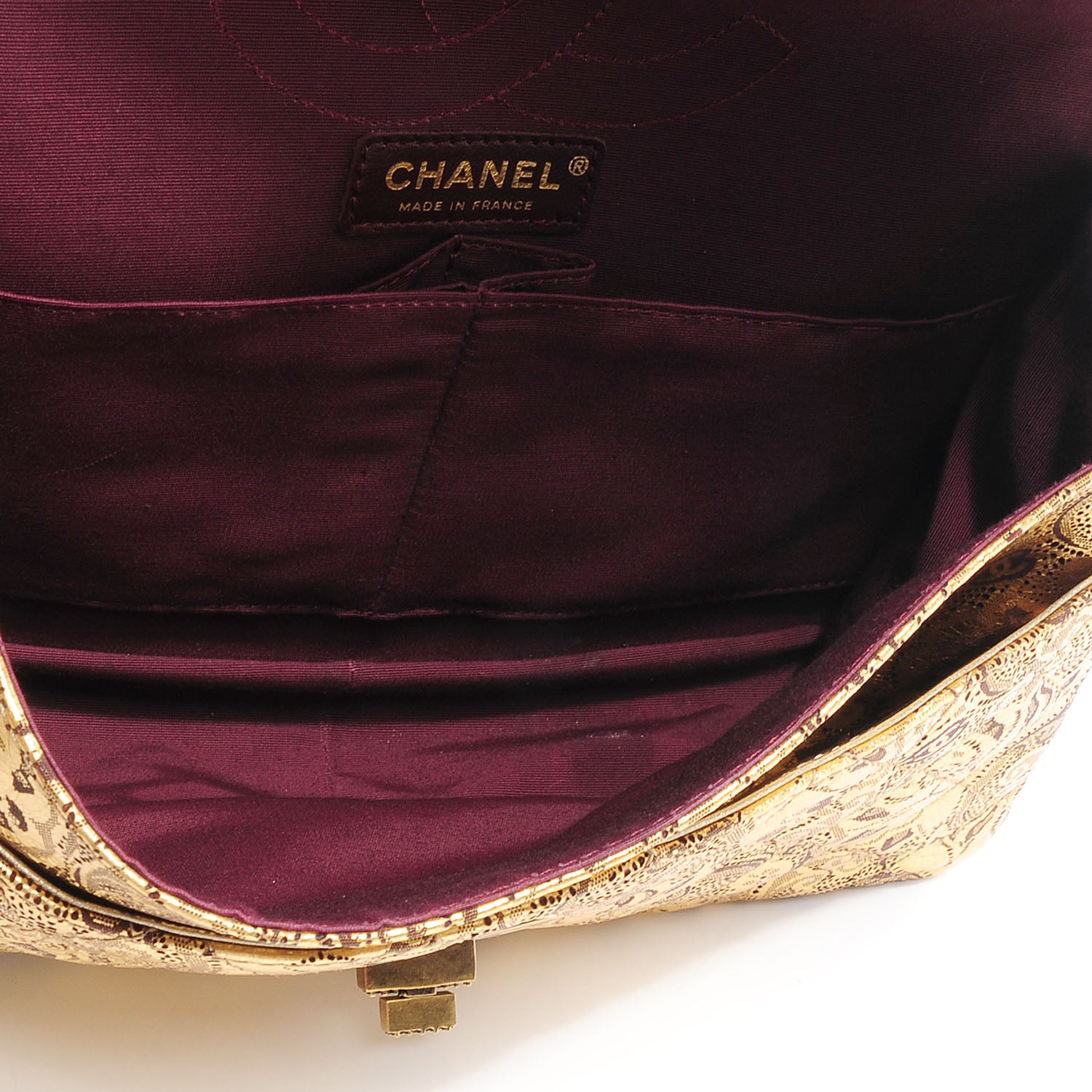 Chanel Buffalo Leather Hand Painted Lace 2.55 Reissue 226 Flap Gold 9 of 9
