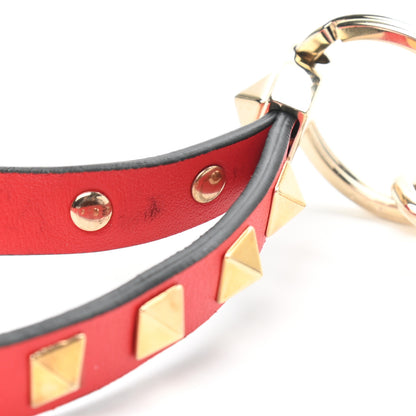 Valentino Garavani Vitello Rockstud Keychain Deep Orange 3 of 3