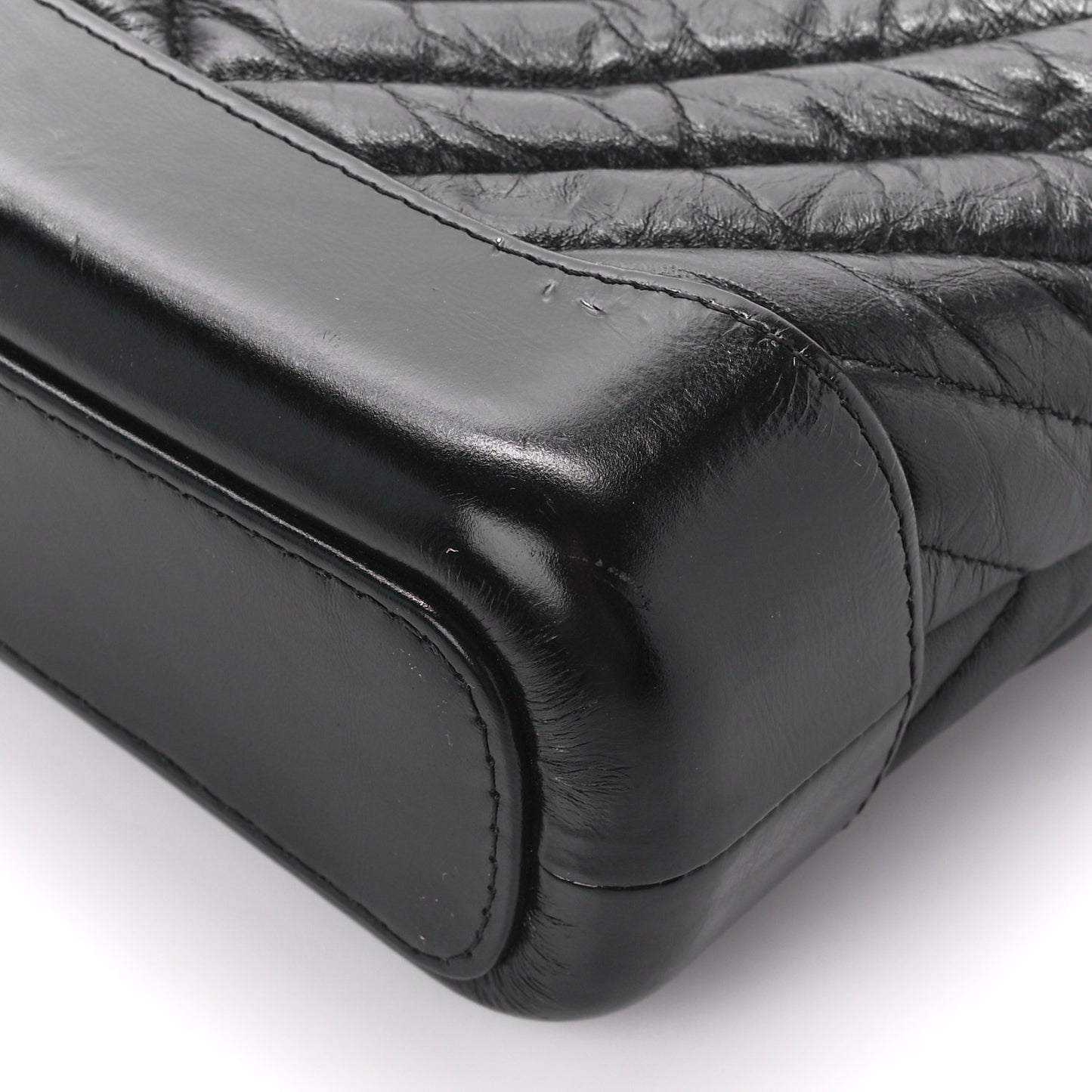 Aged Calfskin Chevron Quilted Small Gabrielle Hobo So Black