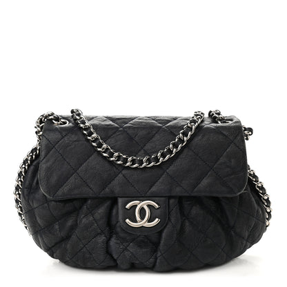 Chanel Washed Lambskin Quilted Medium Chain Around Flap Navy 1 of 9
