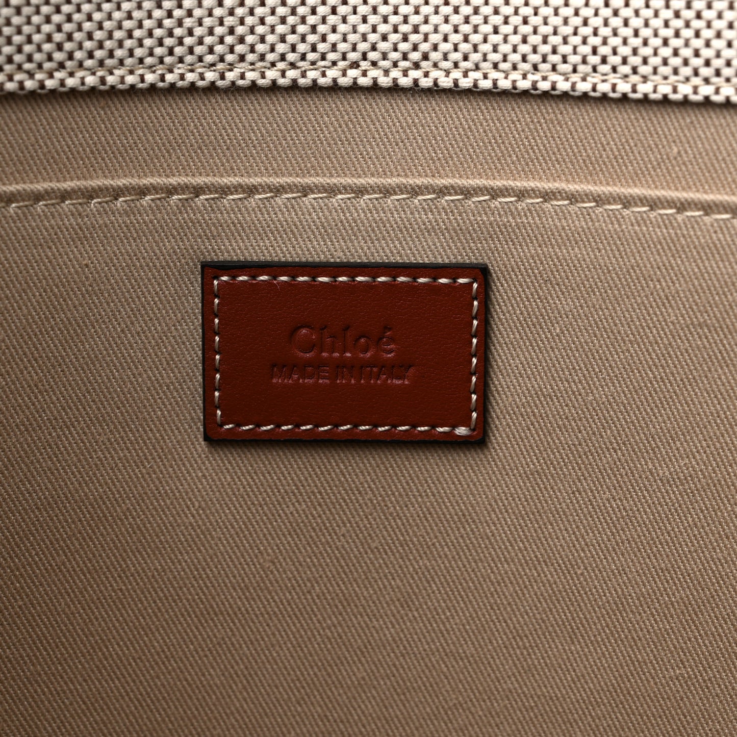 Cotton Calfskin Large Woody Ribbon Tote White Brown