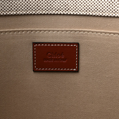 Chloe Cotton Calfskin Large Woody Ribbon Tote White Brown 6 of 10