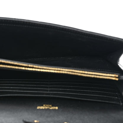 Saint Laurent Grain De Poudre Mixed Matelasse Triquilt Monogram Chain Wallet Black 5 of 10