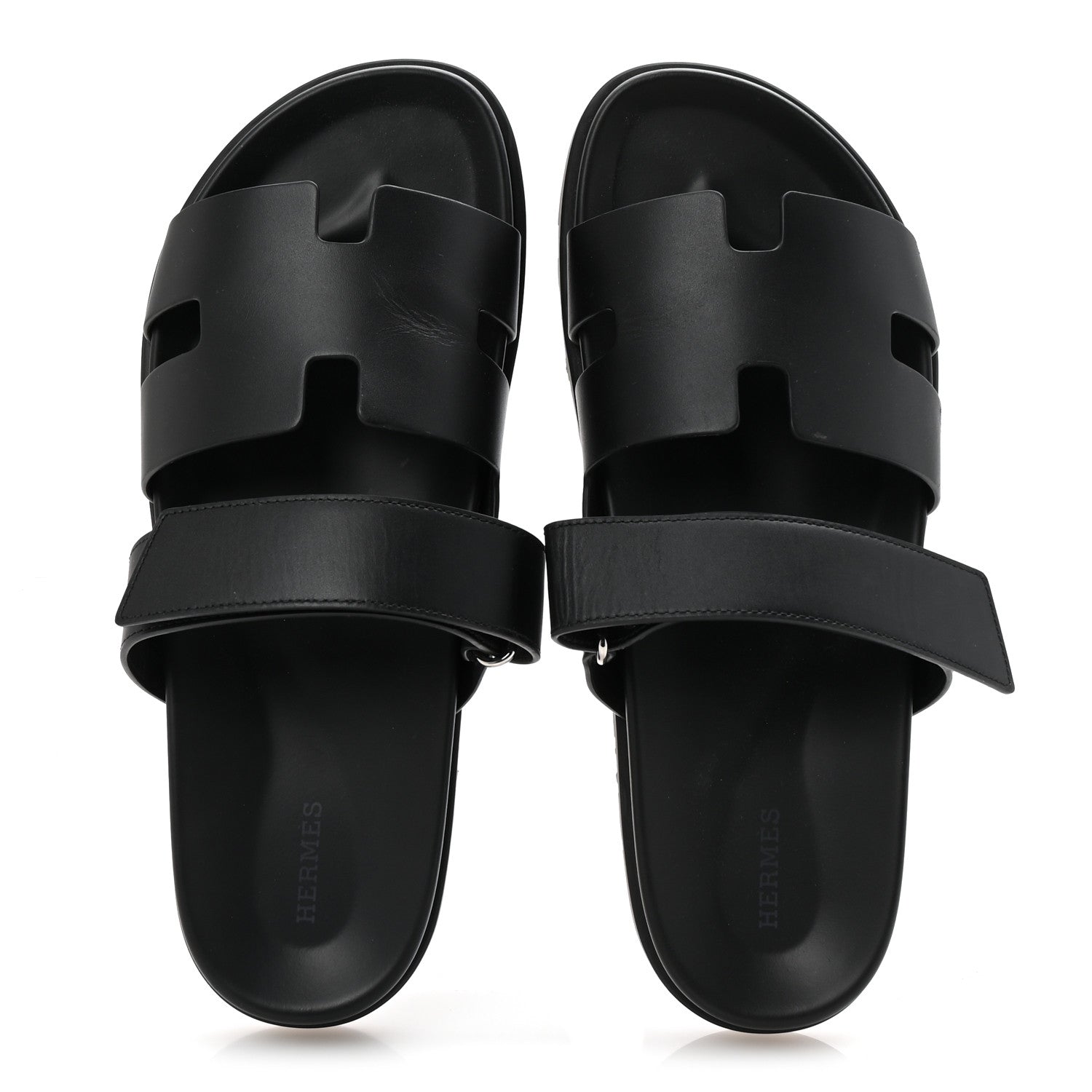 Hermes Calfskin Mens Chypre Sandals 44.5 Black 2 of 10