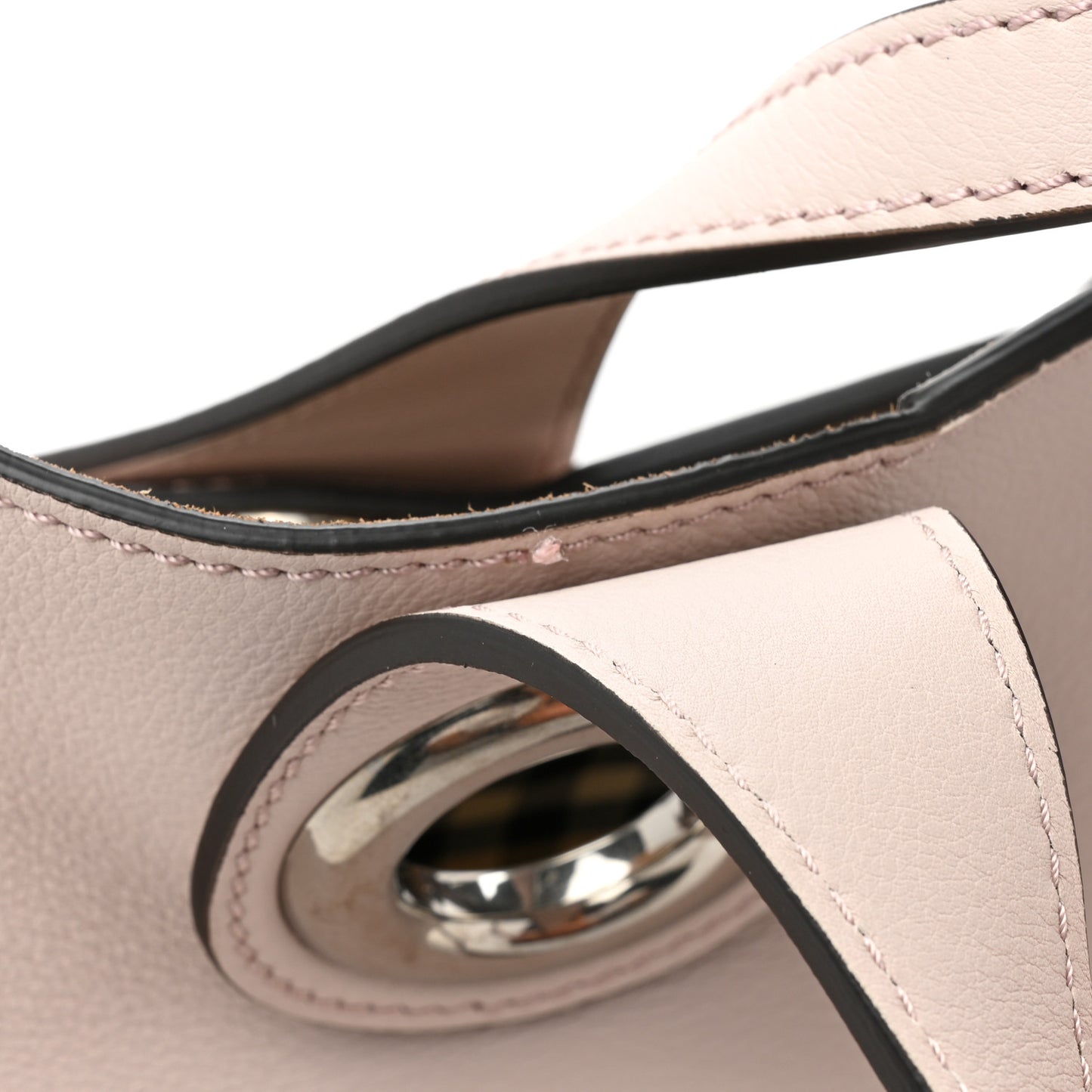 Smooth Calfskin Small Grommet Embossed Crest Bag Chalk Pink