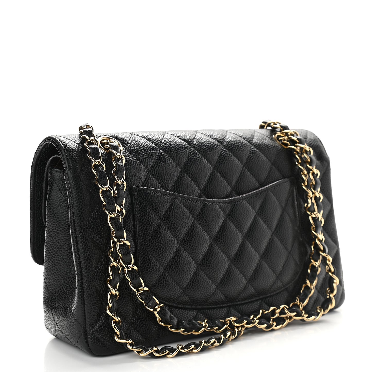 Caviar Quilted Medium Double Flap Black
