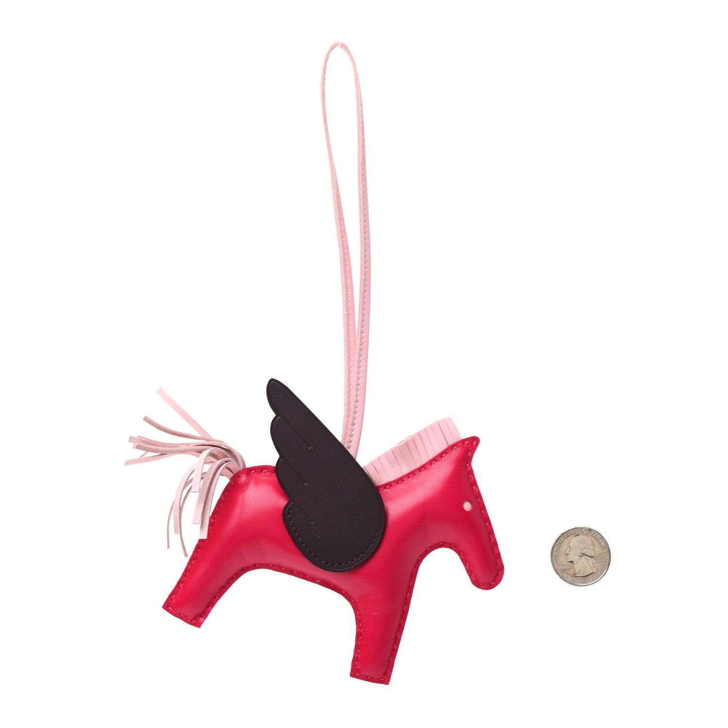 Hermes Milo Lambskin Grigri Rodeo Pegase Horse Bag Charm MM Framboise Rose Sakura Rouge Sellier 2 of 5