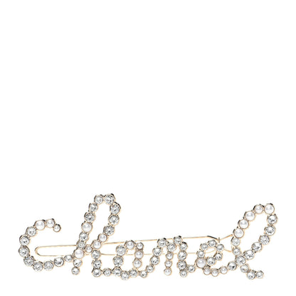 Chanel Metal Glass Swirling Pearls Hair Clip Gold 1 of 5