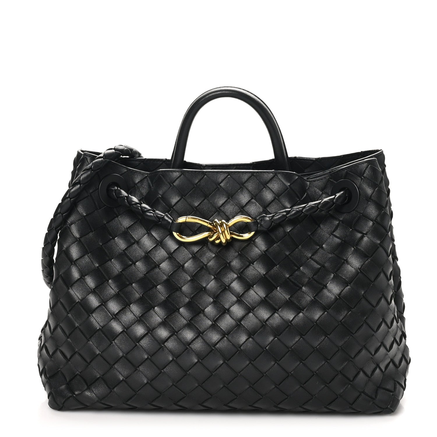 Bottega Veneta Nappa Intrecciato Medium Andiamo Shoulder Bag Black 1 of 9