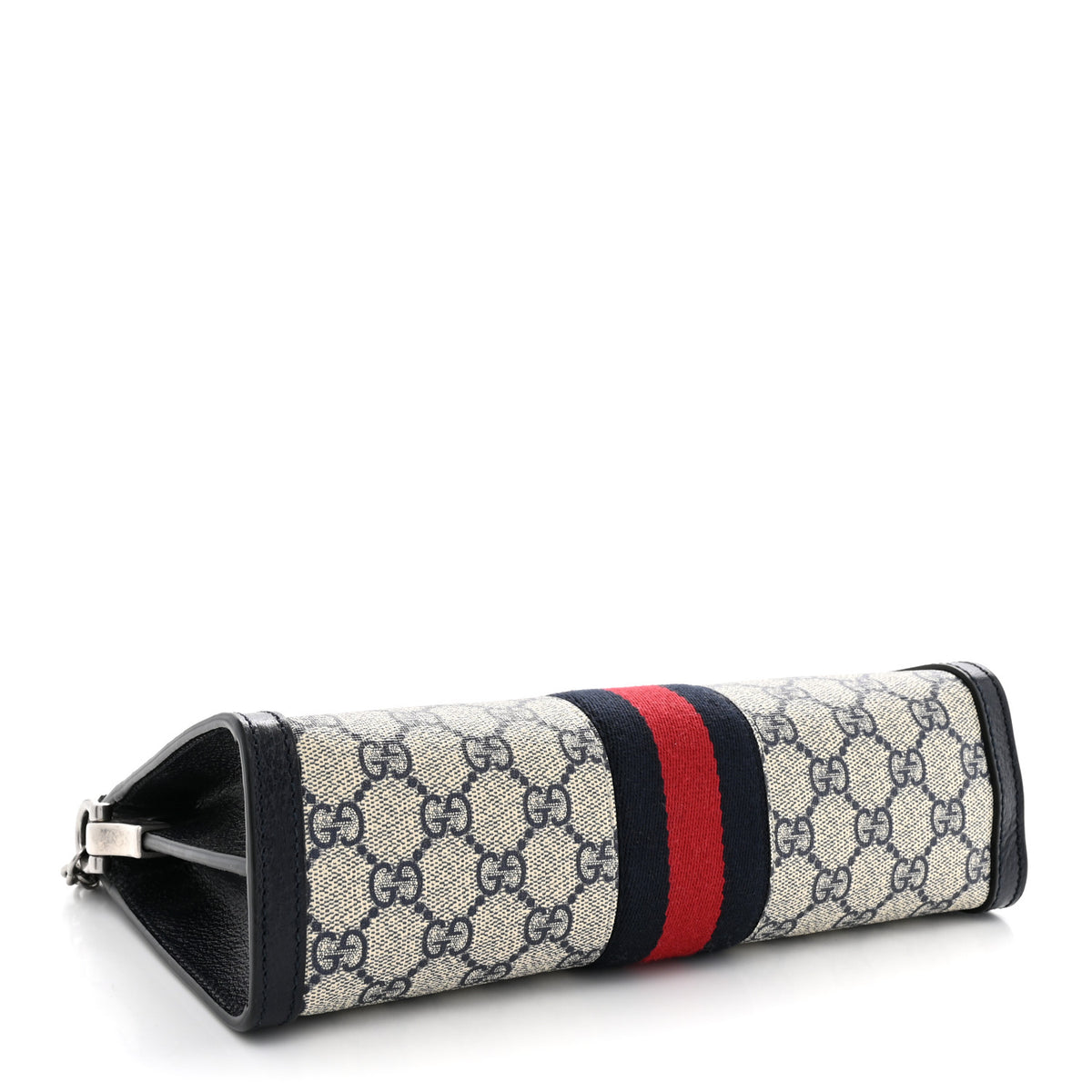 GG Supreme Monogram Textured Dollar Calfskin Web Small Ophidia Chain Shoulder Bag Beige Blue