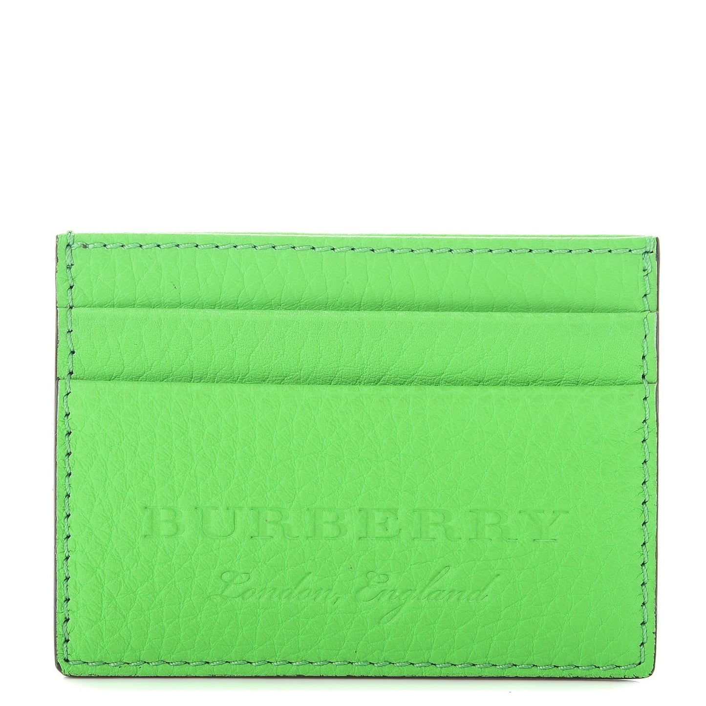 Grained Calfskin Embossed Credit Card Case Green