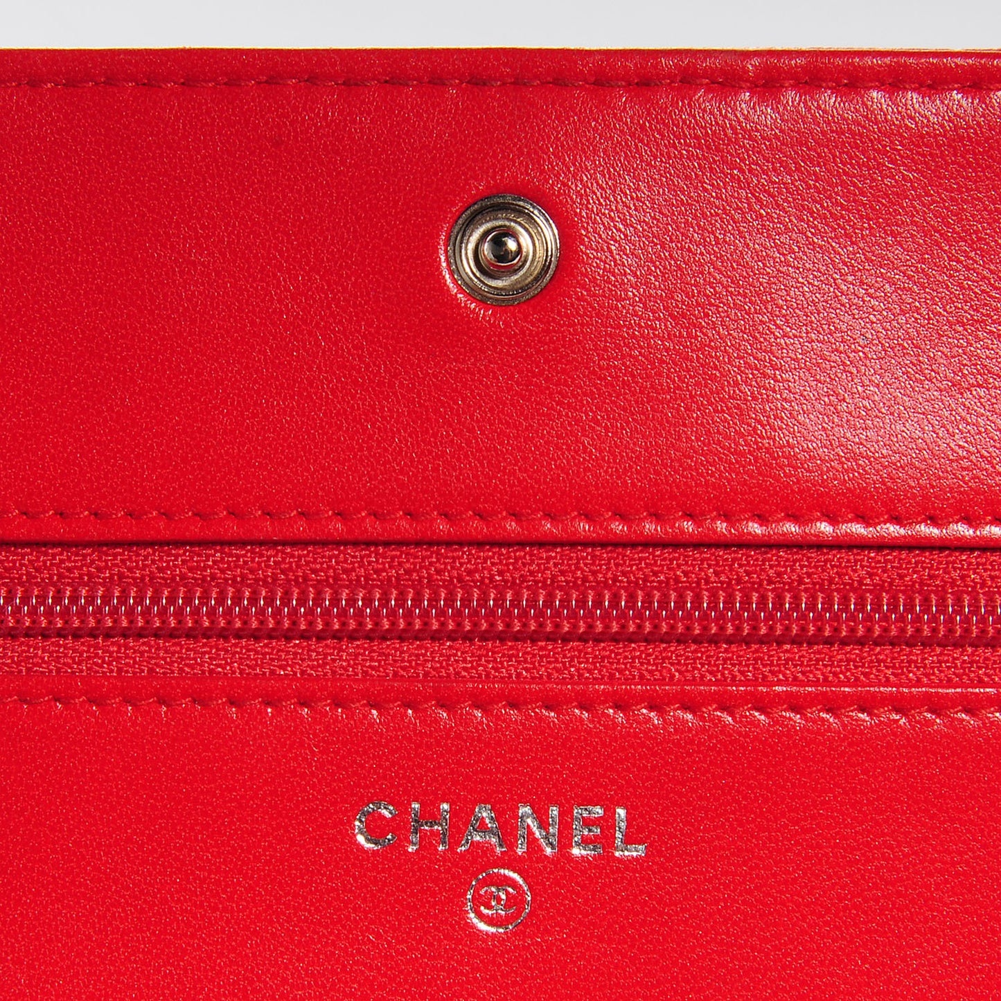 Lambskin Camellia Embossed Wallet On Chain WOC Red