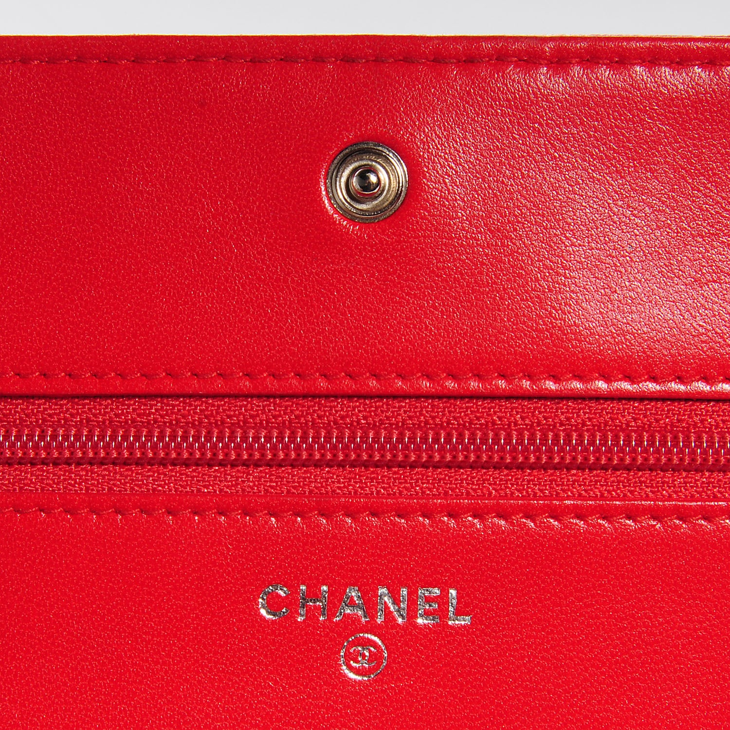 Chanel Lambskin Camellia Embossed Wallet On Chain WOC Red 6 of 8