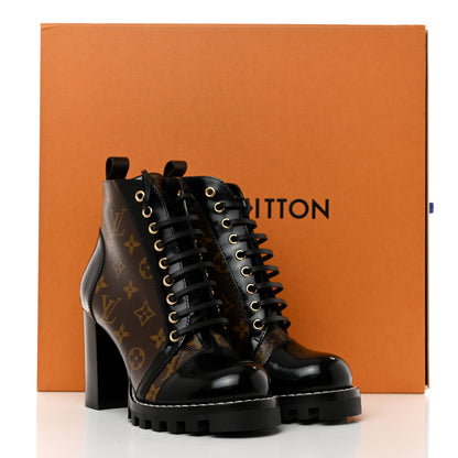 Louis Vuitton Patent Calfskin Monogram Star Trail Ankle Boots 38.5 Black 9 of 9