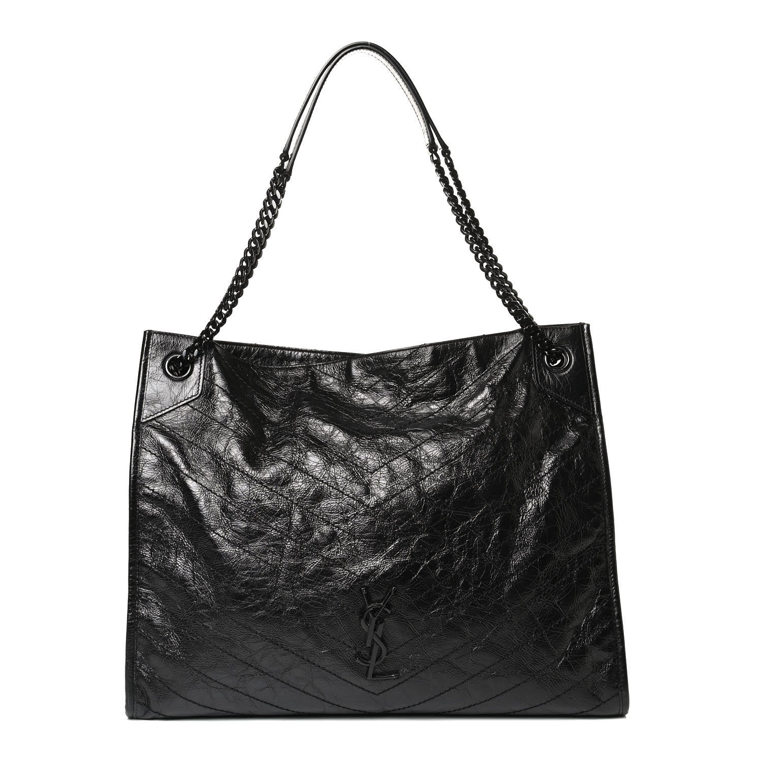 Saint Laurent Crinkled Calfskin Matelasse Monogram Large Niki Shopper Tote Black 1 of 16
