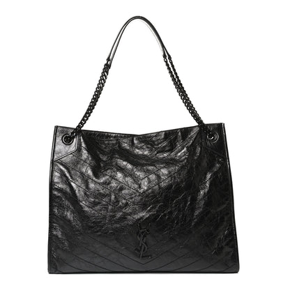 Saint Laurent Crinkled Calfskin Matelasse Monogram Large Niki Shopper Tote Black 1 of 16