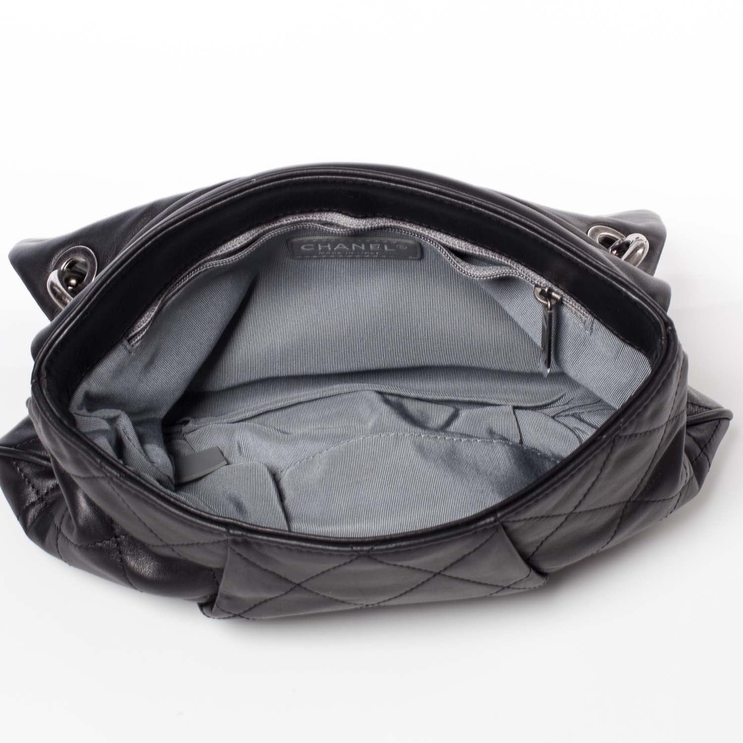 Chanel Calfskin Coco Pleats Messenger Flap Black 10 of 11