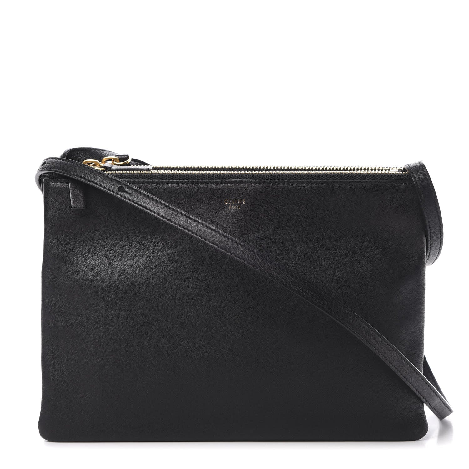 Celine Lambskin Large Trio Crossbody Bag Black 1 of 12