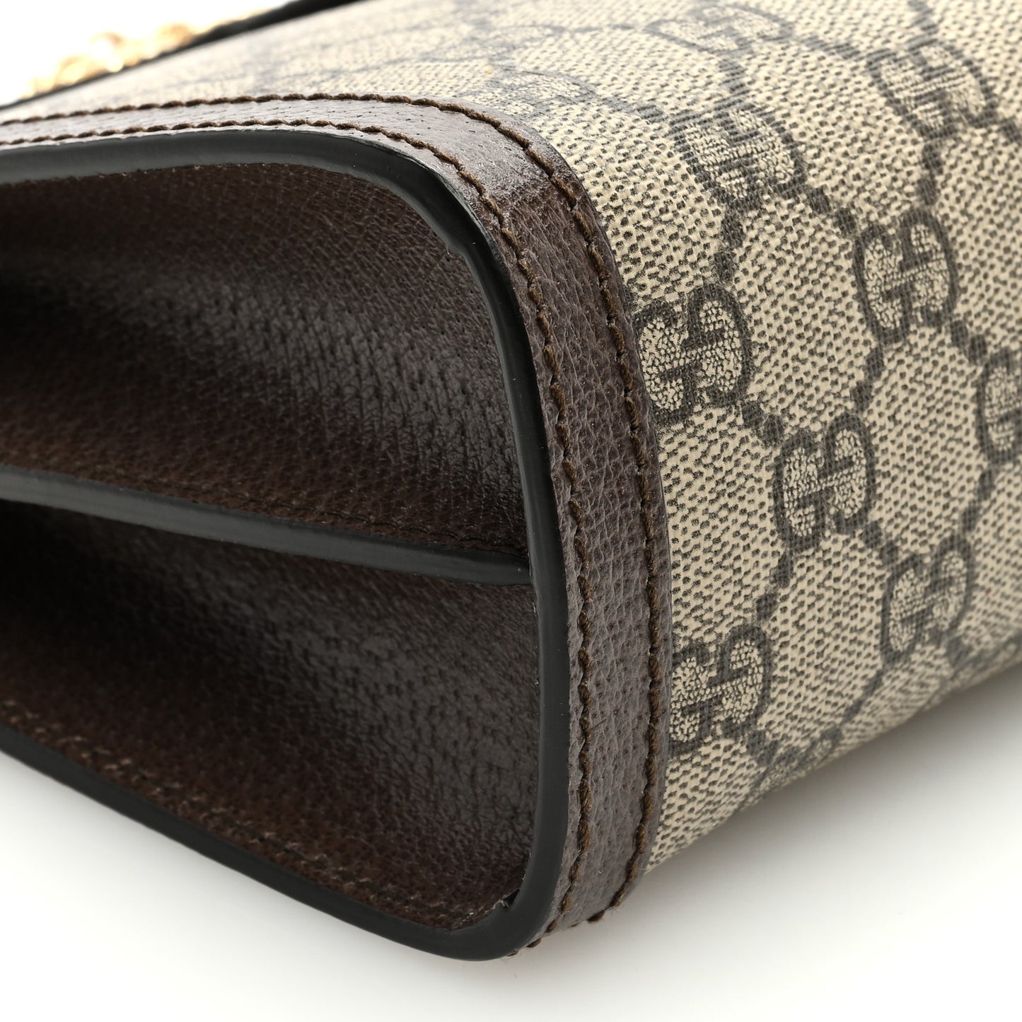 GG Supreme Monogram Web Small Ophidia Chain Shoulder Bag Brown