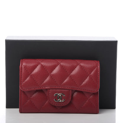 Chanel Caviar Quilted Flap Card Holder Wallet Red 9 of 9
