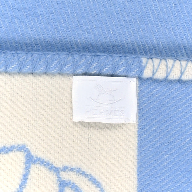 Hermes Wool Cashmere Adada Avalon Baby Blanket Blue Glacier 5 of 5