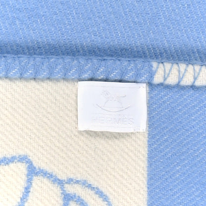 Hermes Wool Cashmere Adada Avalon Baby Blanket Blue Glacier 5 of 5