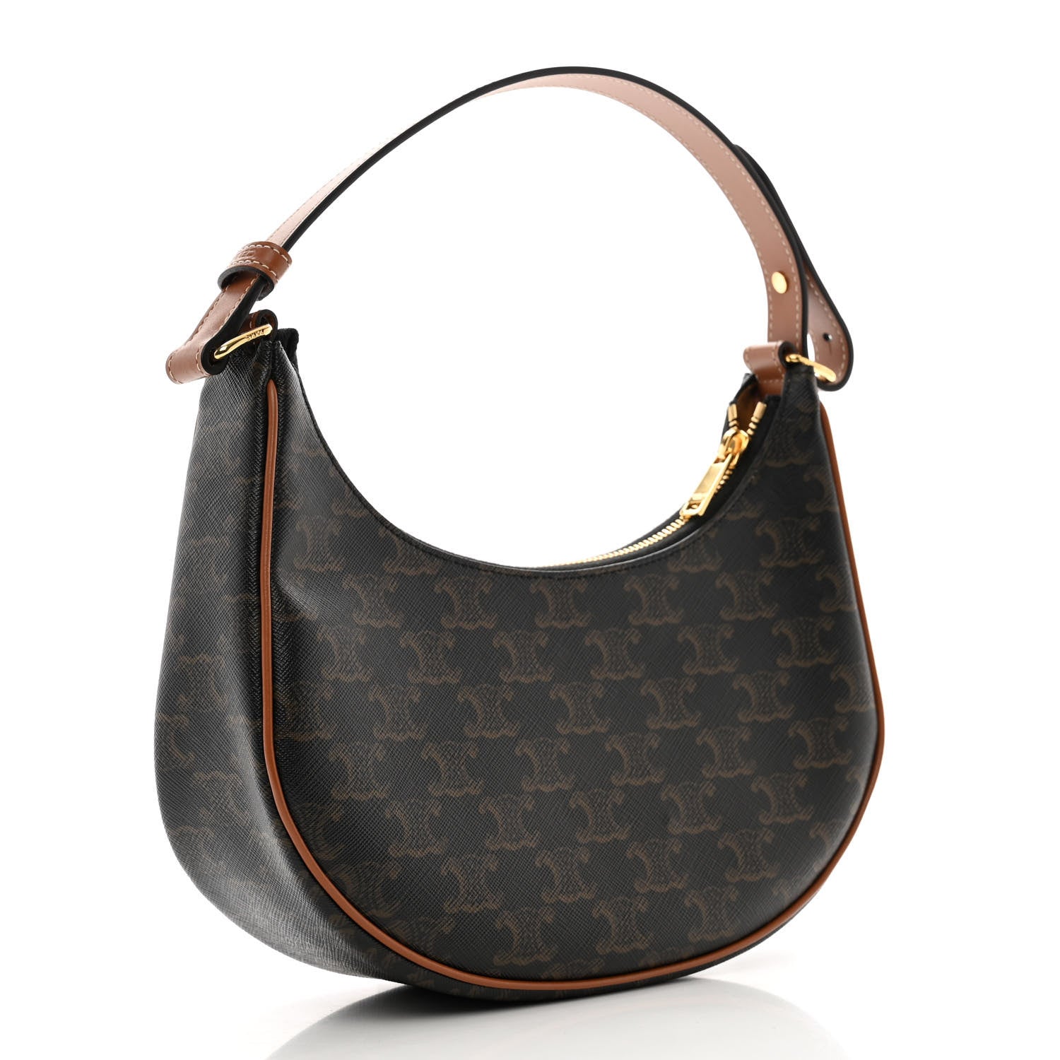Celine Triomphe Canvas Calfskin Ava Shoulder Bag Tan 3 of 11