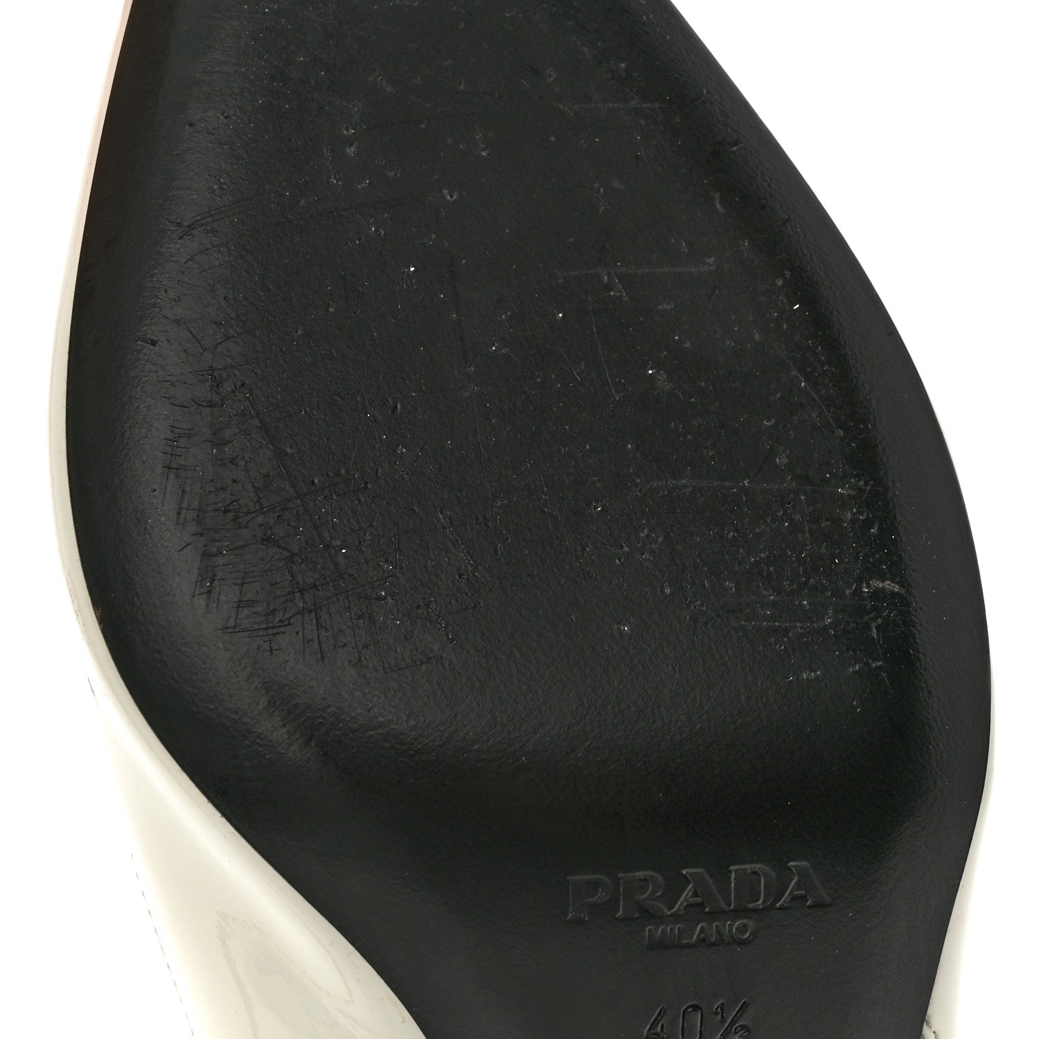 Prada Patent Calfskin Logo Pointed Toe Slingback Wedges 40.5 White 10 of 15