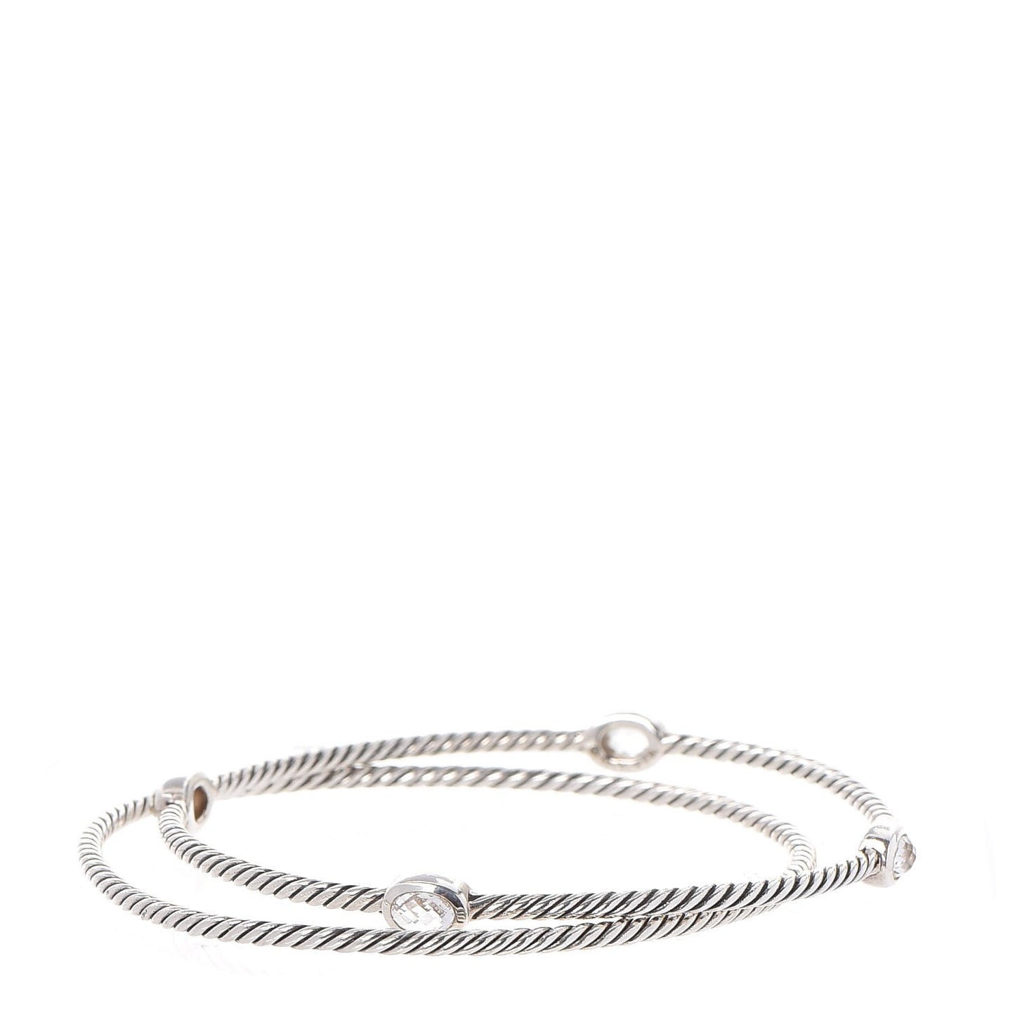 Sterling Silver Crystal Color Classics Cable Bangle Bracelet Set of 2