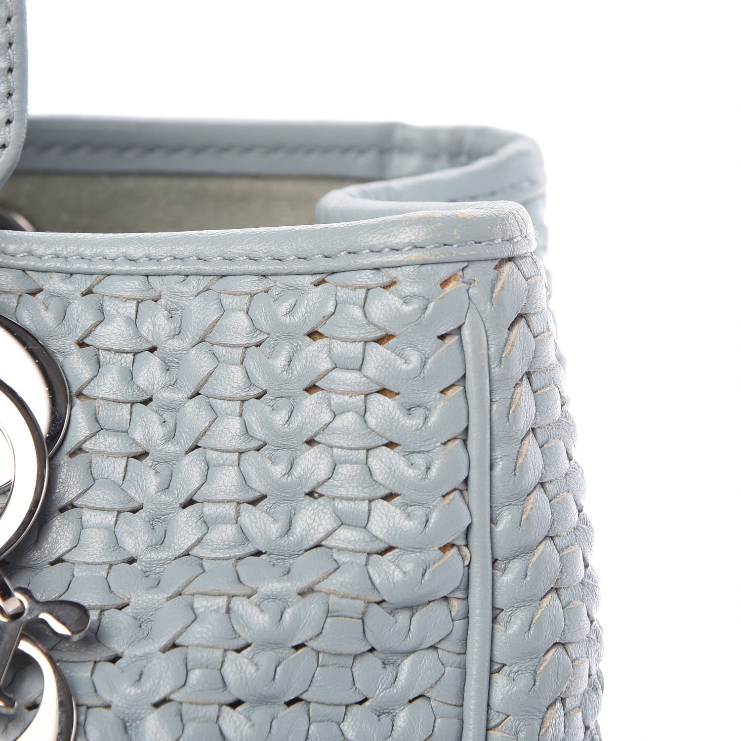 Christian Dior Lambskin Woven Medium Lady Dior Shopping Tote Light Blue 10 of 14
