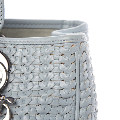 Christian Dior Lambskin Woven Medium Lady Dior Shopping Tote Light Blue 10 of 14