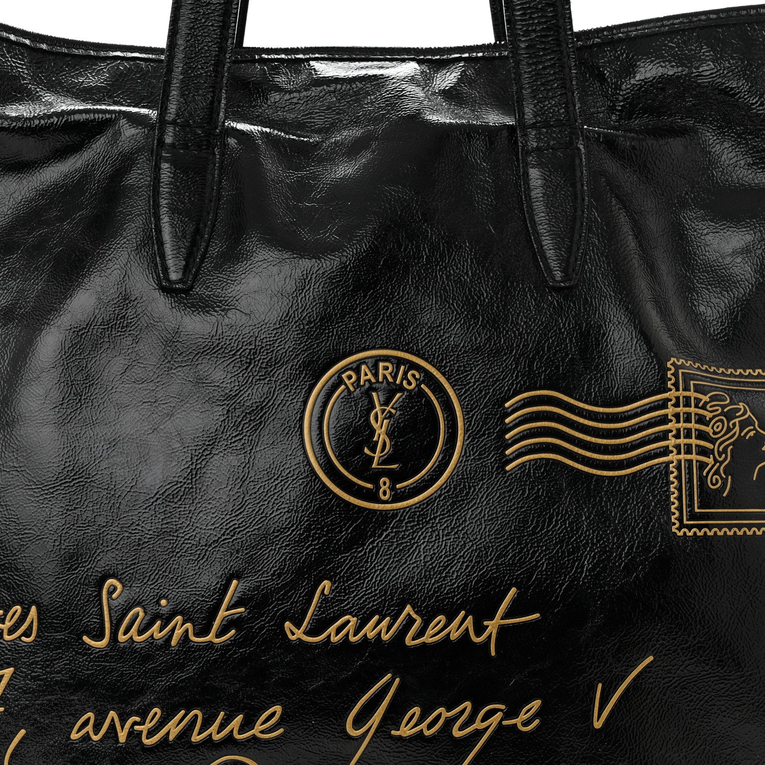 Saint Laurent Textured Patent Small Y-Mail Tote Black 7 of 9