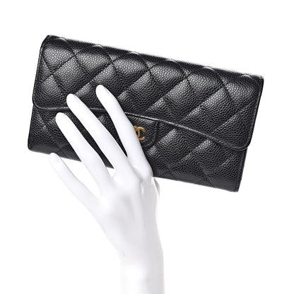 Chanel Caviar Quilted Large Gusset Flap Wallet Black 2 of 14