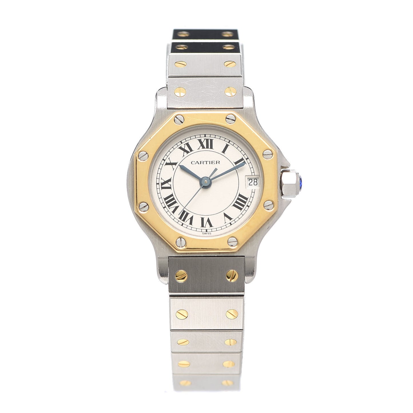 Stainless Steel 18K Yellow Gold 25mm Santos Octagon Quartz Watch