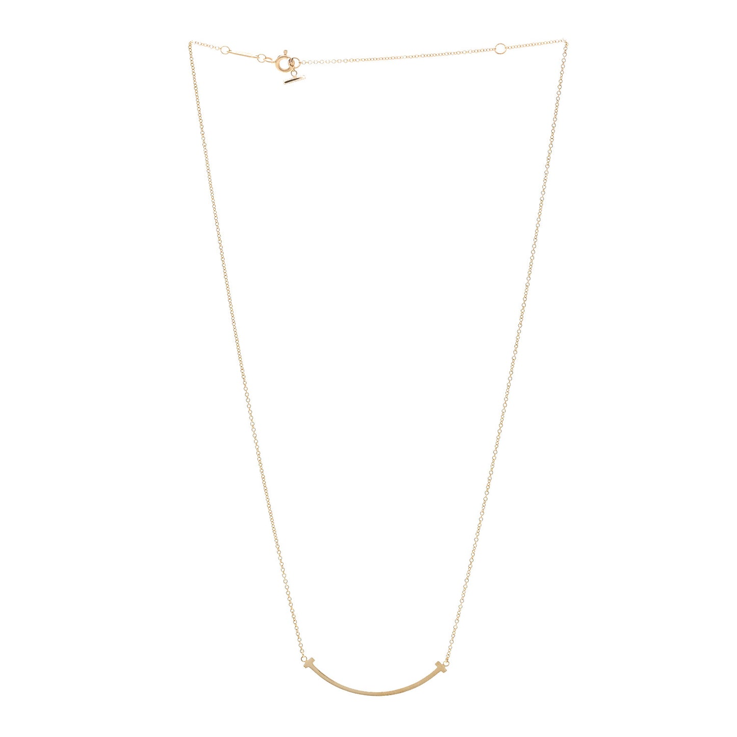 18K Yellow Gold Small T Smile Pendant Necklace